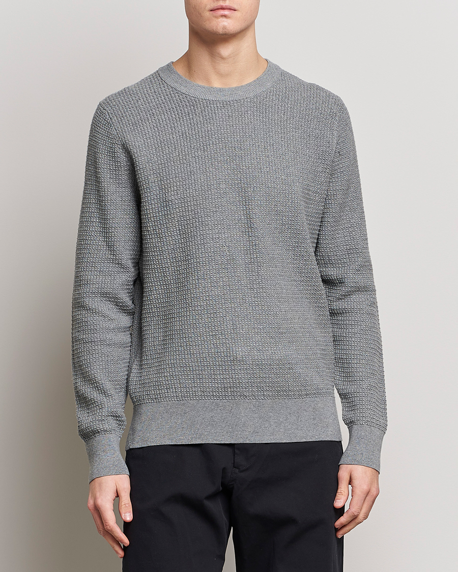 Herr | Tröjor | J.Lindeberg | Arthur Structure Organic Cotton Crew Neck Light Grey