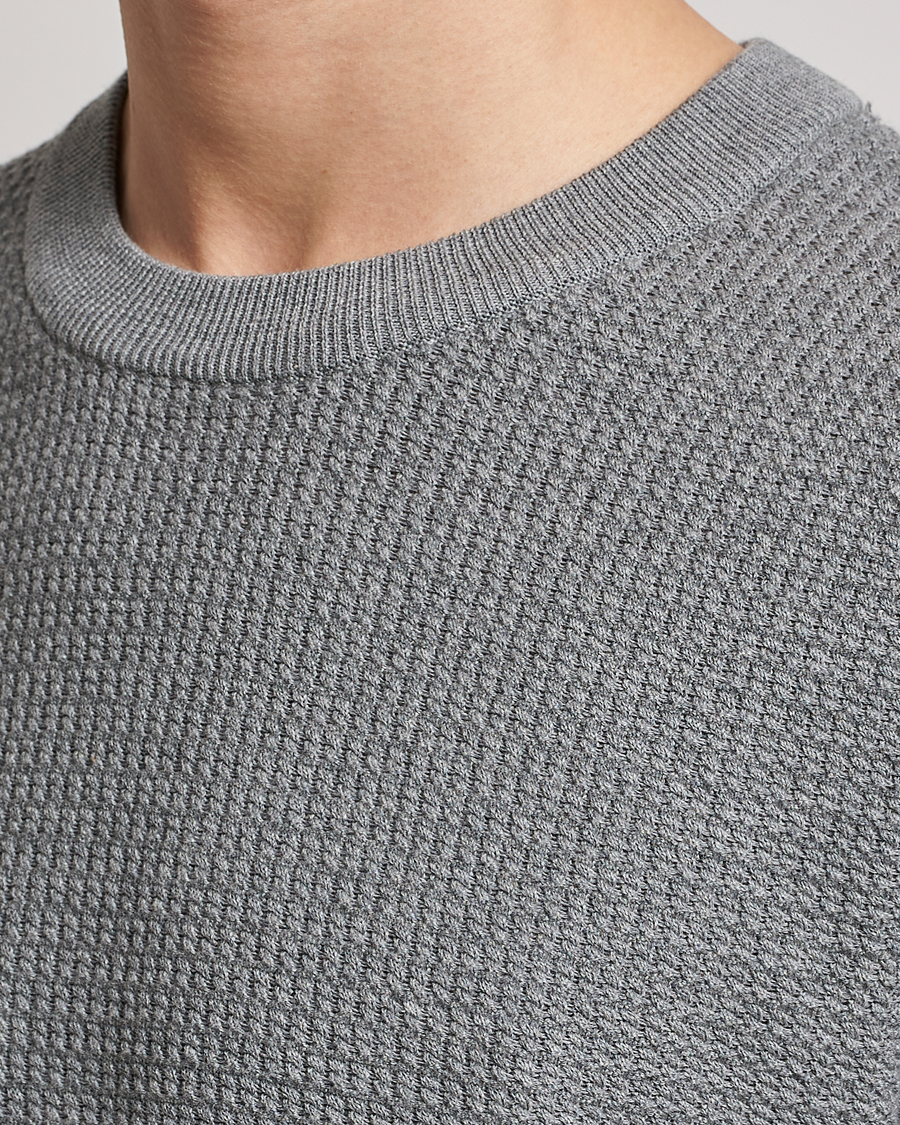 Herr | Tröjor | J.Lindeberg | Arthur Structure Organic Cotton Crew Neck Light Grey