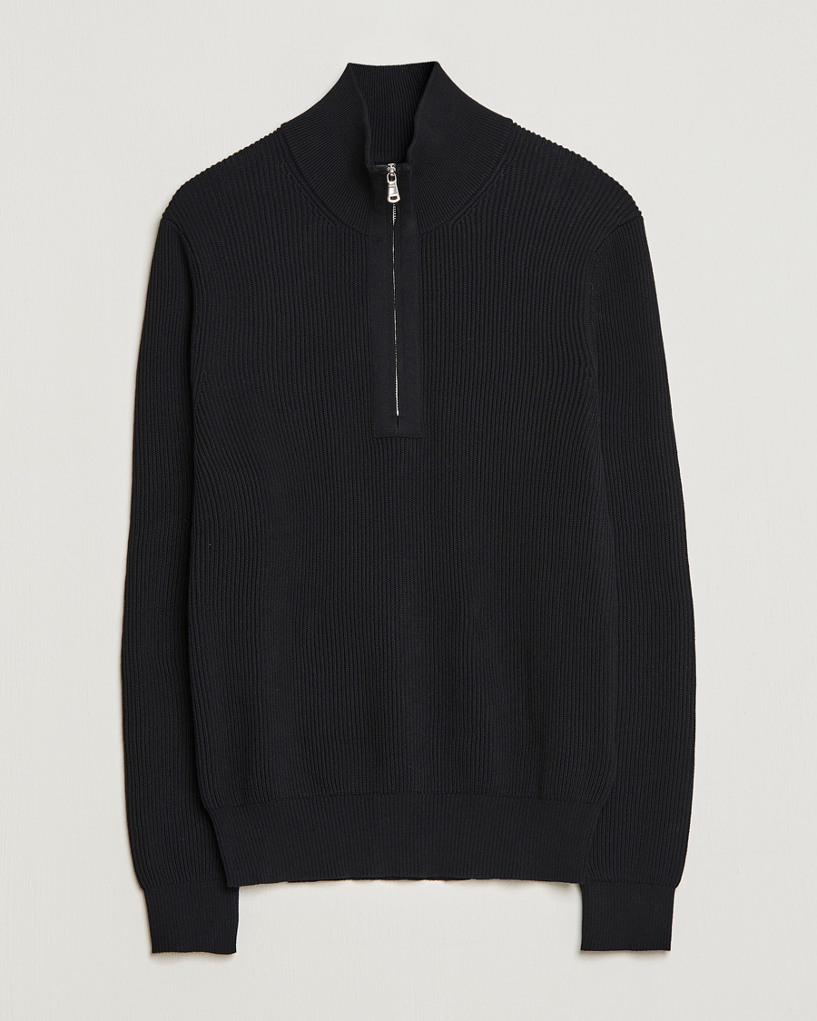Herr | Tröjor | J.Lindeberg | Alex Half Zip Organic Cotton Sweater Black