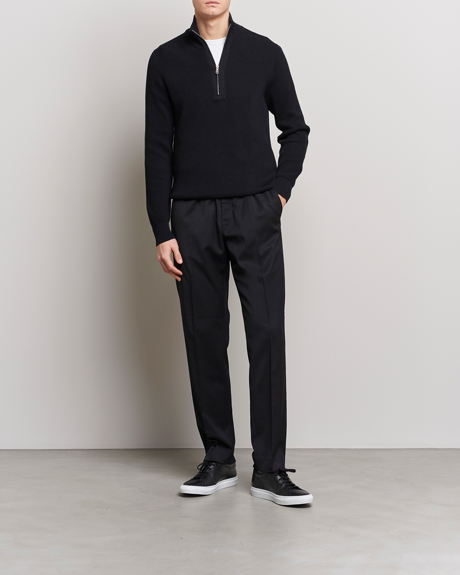Herr | Tröjor | J.Lindeberg | Alex Half Zip Organic Cotton Sweater Black