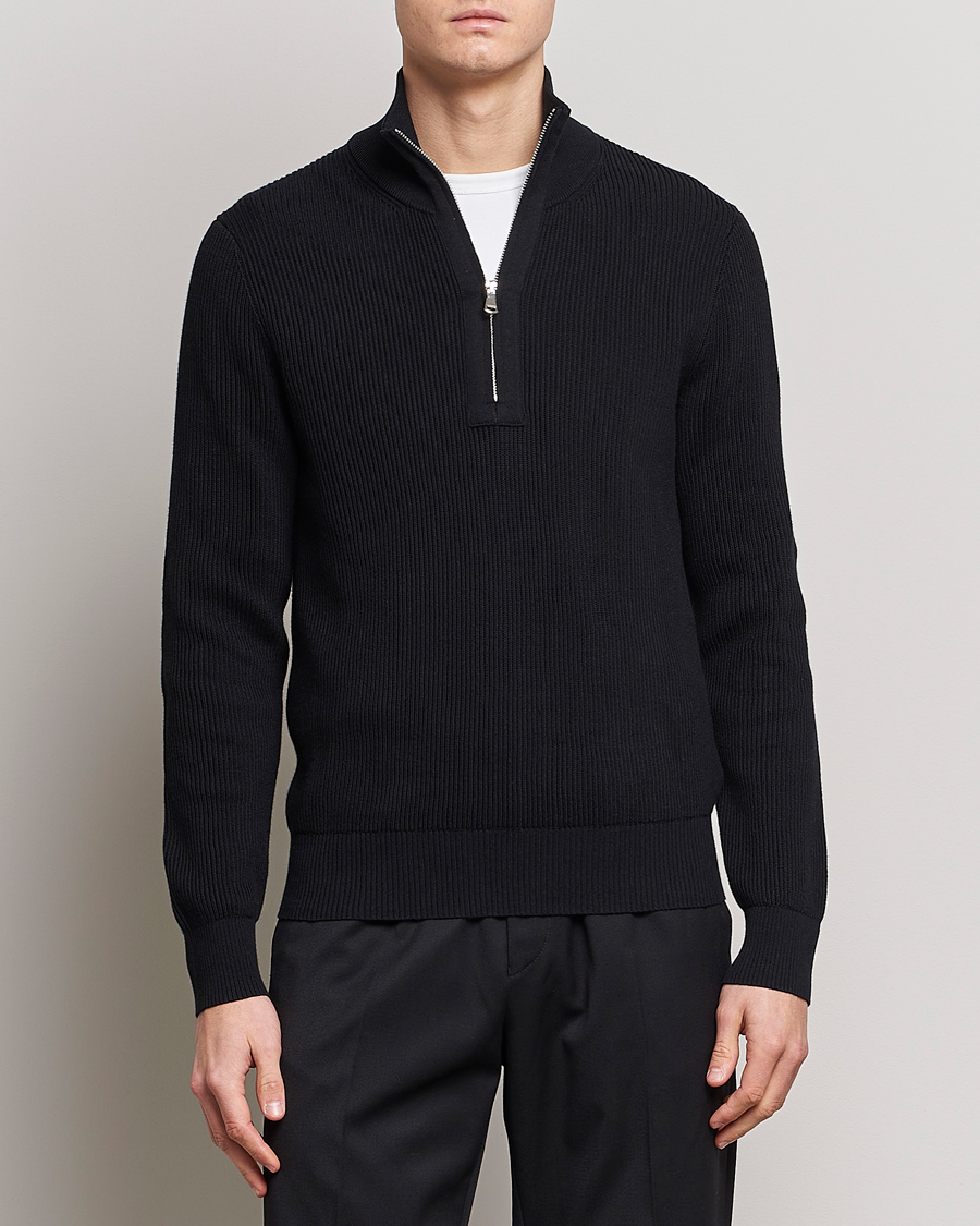 Herr | Tröjor | J.Lindeberg | Alex Half Zip Organic Cotton Sweater Black