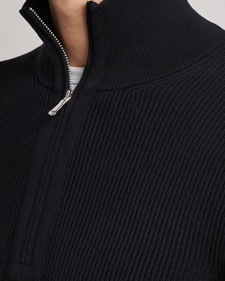 Herr | Tröjor | J.Lindeberg | Alex Half Zip Organic Cotton Sweater Black
