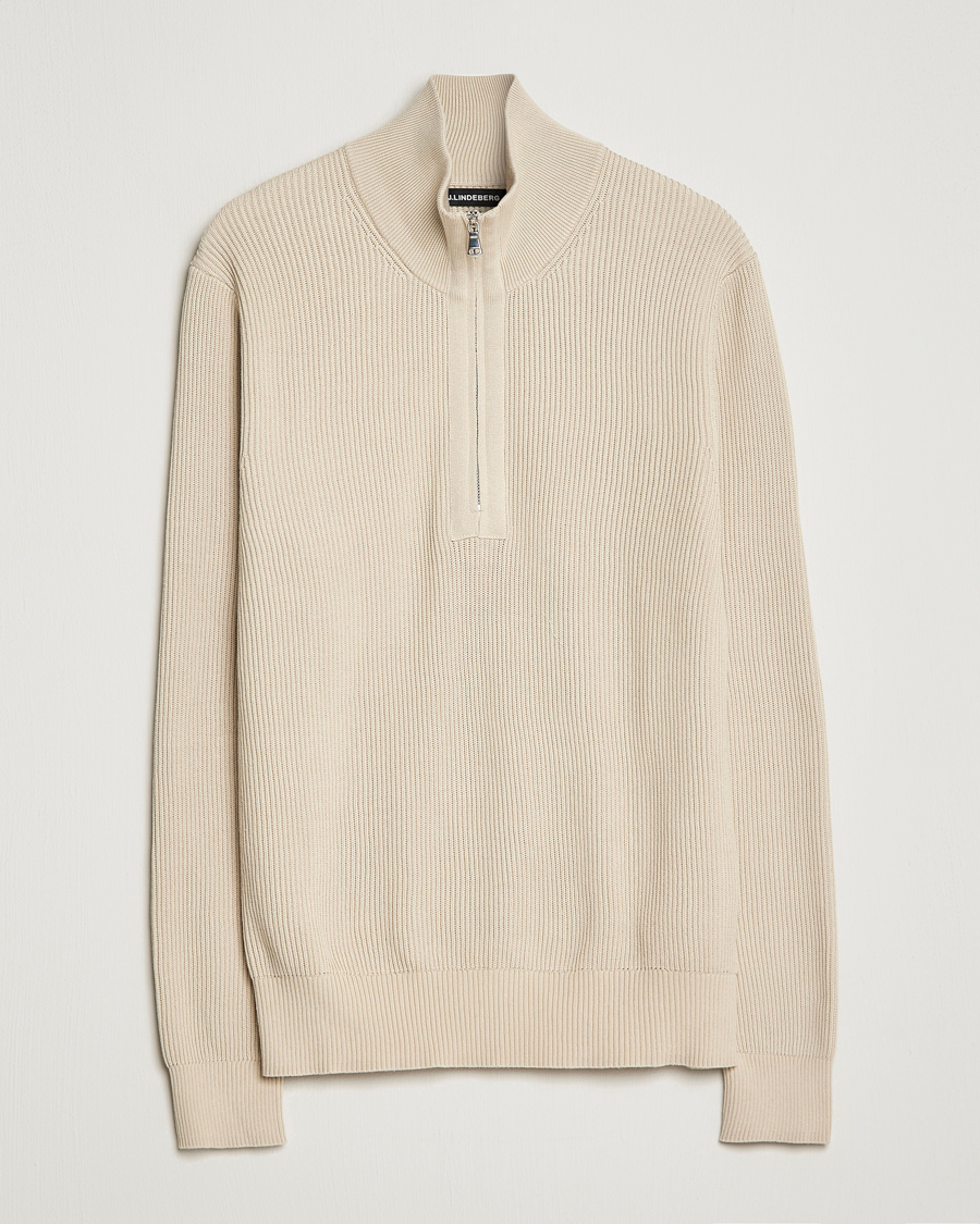 Herr | Tröjor | J.Lindeberg | Alex Half Zip Organic Cotton Sweater Turtledove