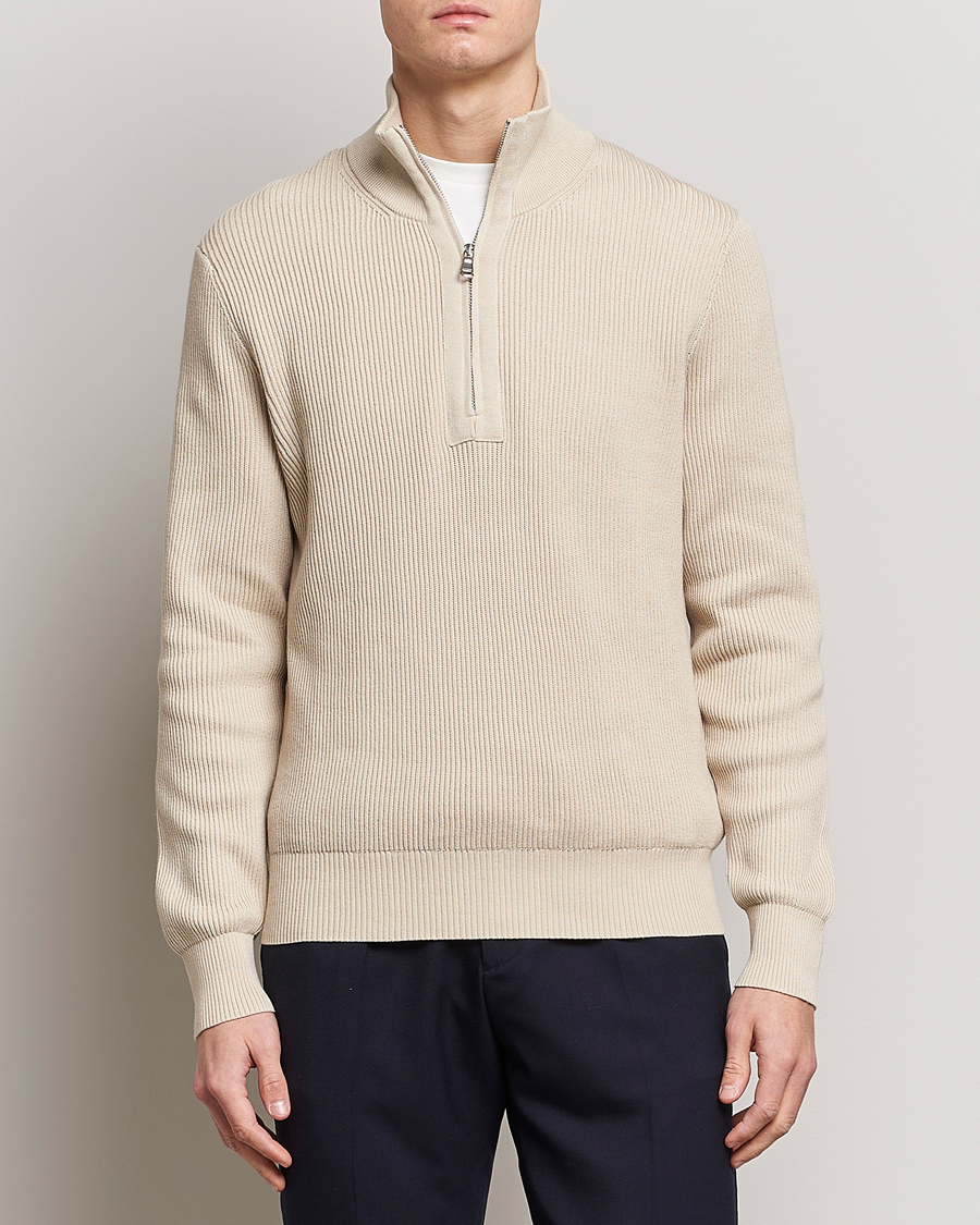 Herr | Tröjor | J.Lindeberg | Alex Half Zip Organic Cotton Sweater Turtledove