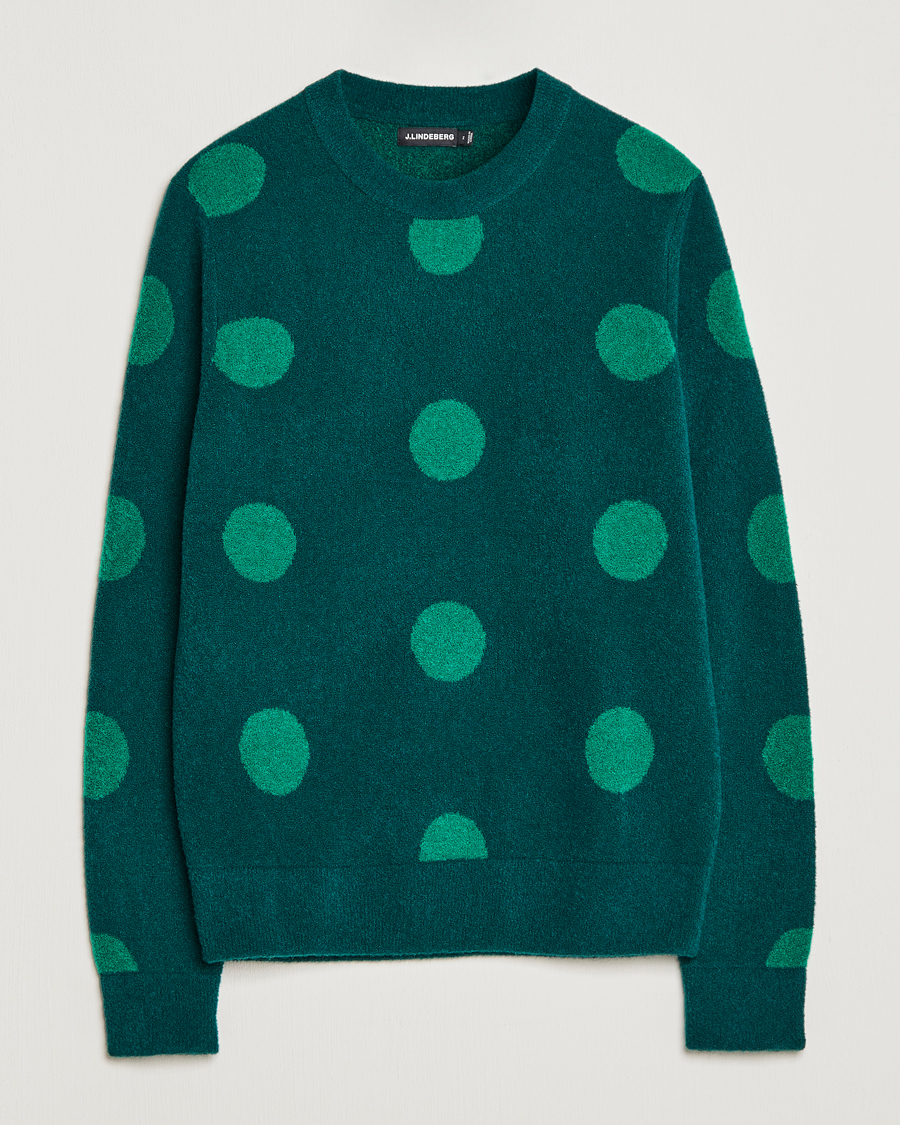 Herr | Tröjor | J.Lindeberg | Dotte Hairy Jacquard Crewneck Rain Forest