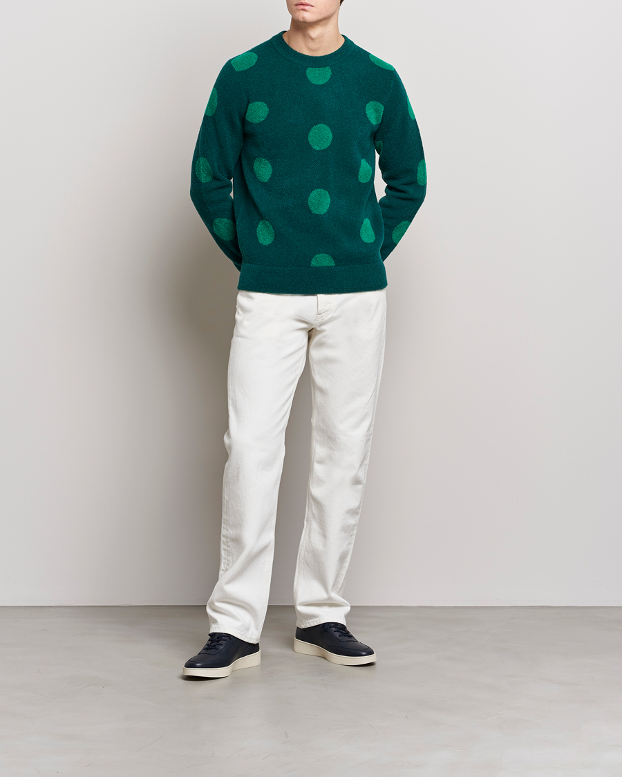 Herr | Tröjor | J.Lindeberg | Dotte Hairy Jacquard Crewneck Rain Forest