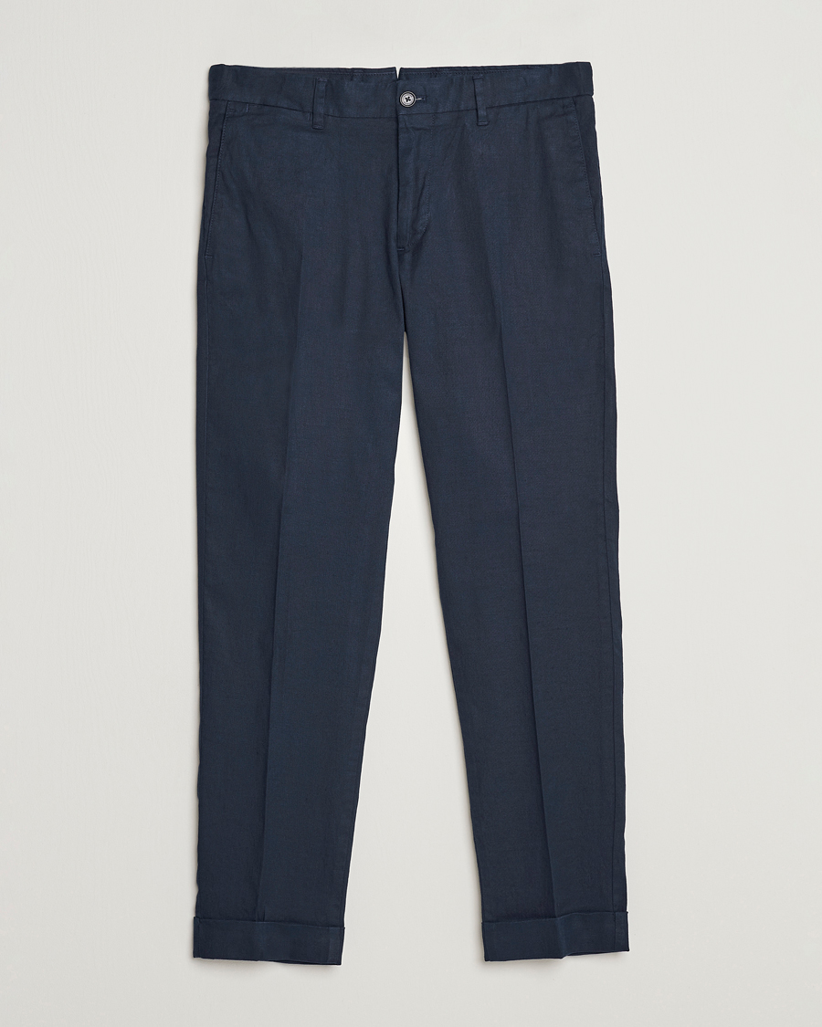 Herr | Byxor | J.Lindeberg | Grant Stretch Cotton/Linen Trousers Navy