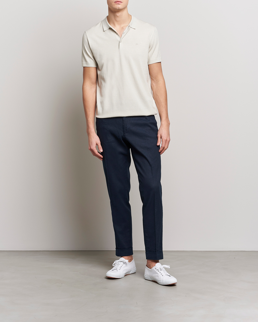 Herr | Byxor | J.Lindeberg | Grant Stretch Cotton/Linen Trousers Navy