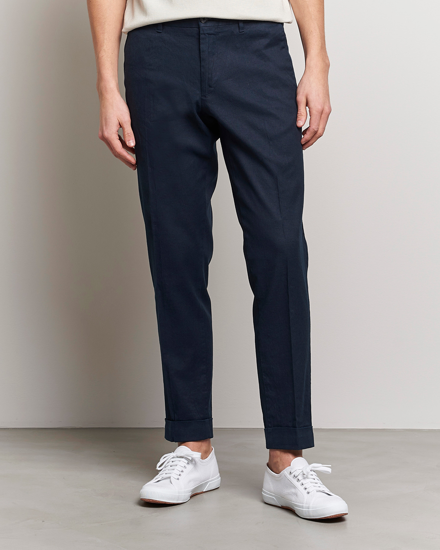 Herr |  | J.Lindeberg | Grant Stretch Cotton/Linen Trousers Navy