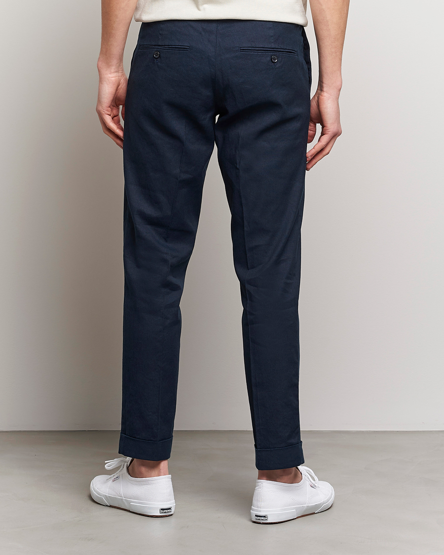 Herr | Byxor | J.Lindeberg | Grant Stretch Cotton/Linen Trousers Navy