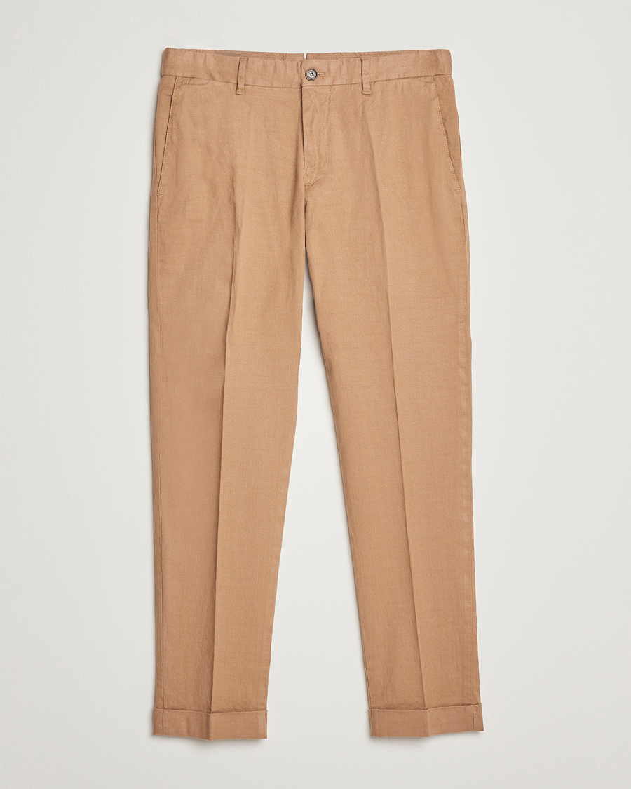 Herr | Byxor | J.Lindeberg | Grant Stretch Cotton/Linen Trousers Tiger Brown