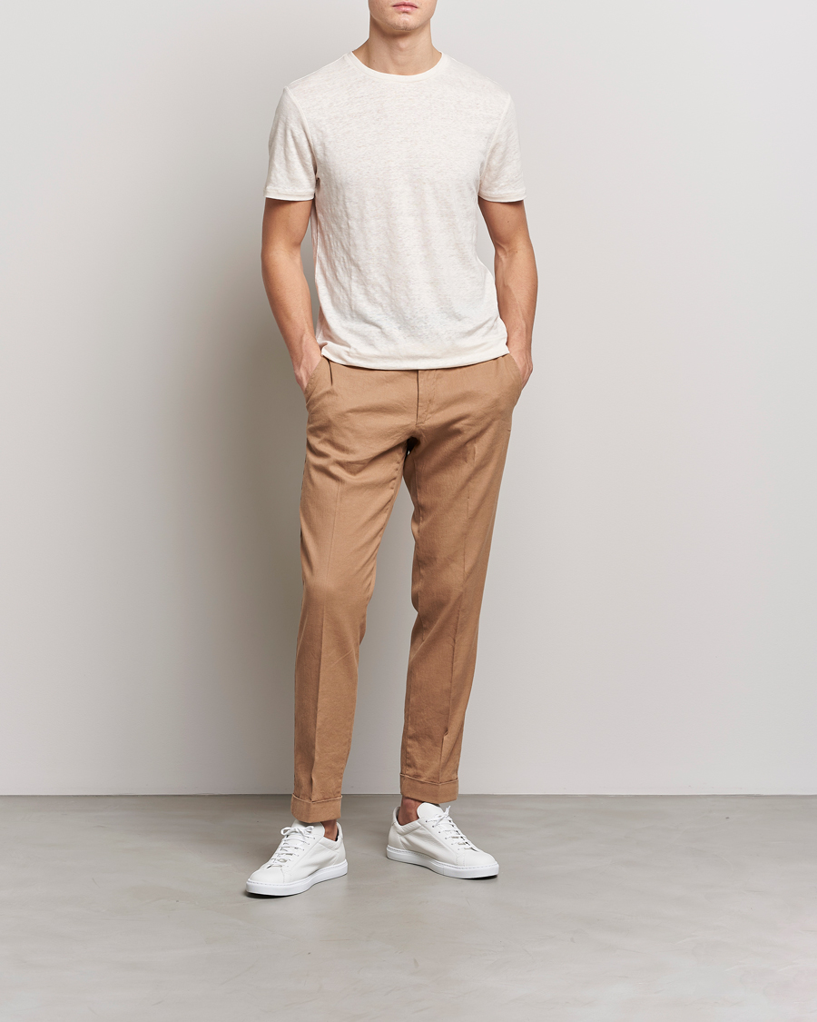 Herr | Byxor | J.Lindeberg | Grant Stretch Cotton/Linen Trousers Tiger Brown