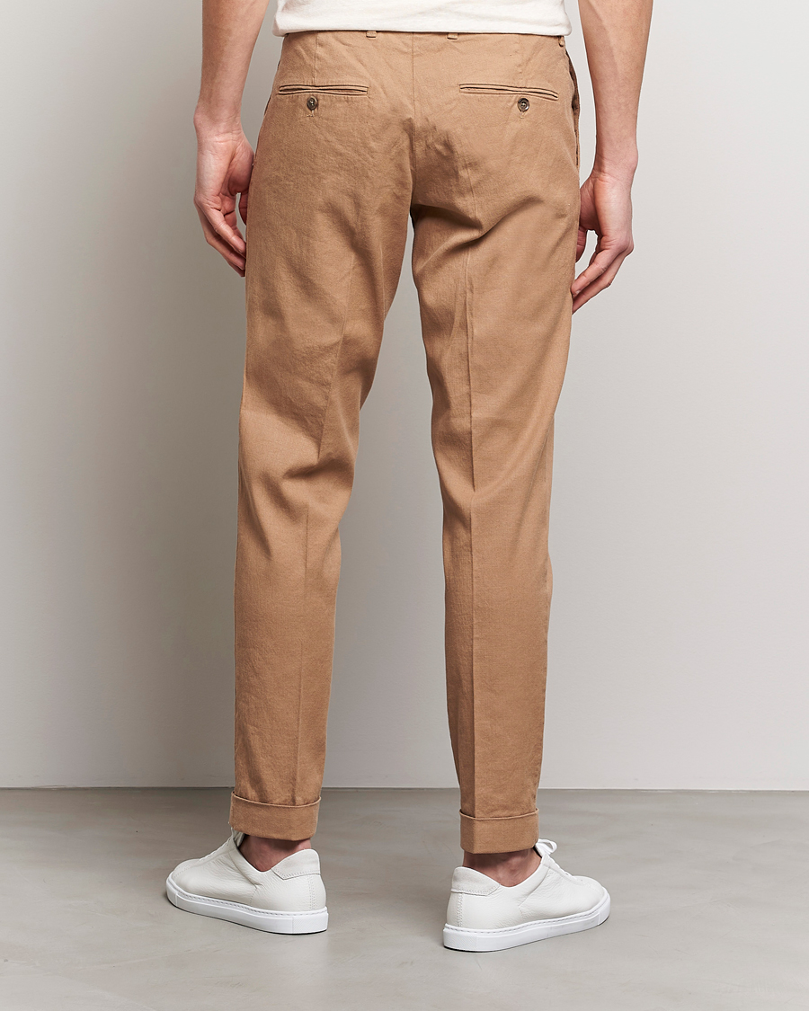 Herr | Byxor | J.Lindeberg | Grant Stretch Cotton/Linen Trousers Tiger Brown