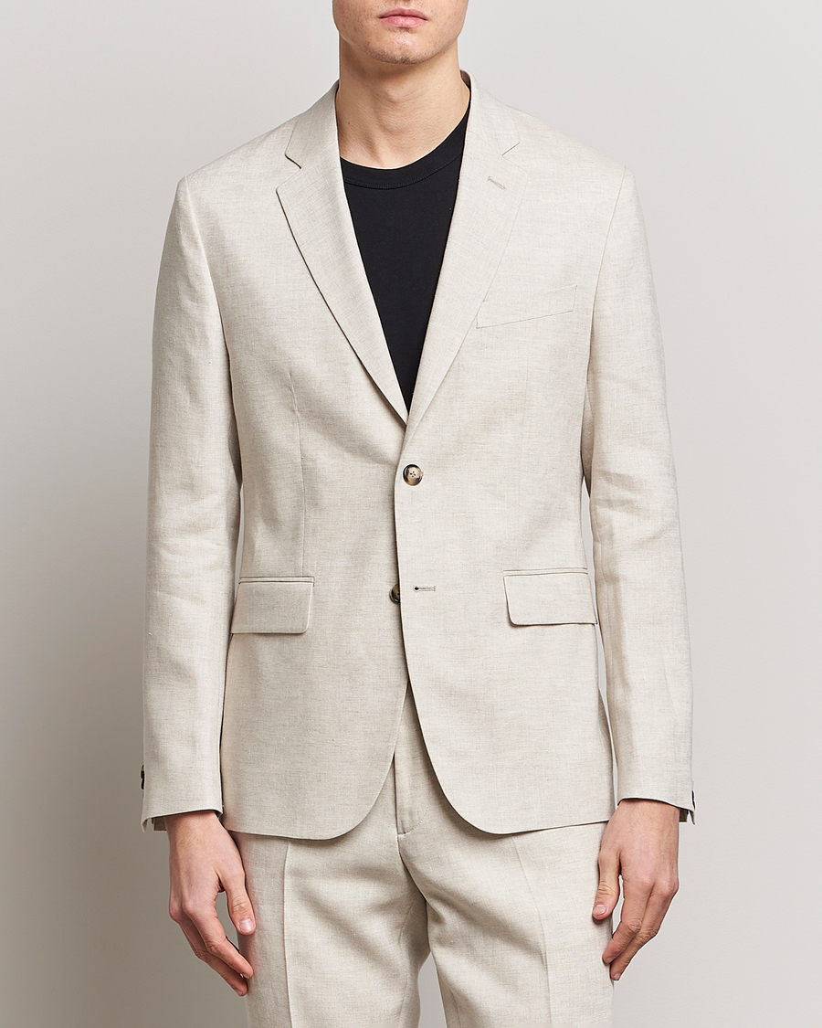Herr | Kavajer | J.Lindeberg | Hopper Super Linen Blazer Safari Beige