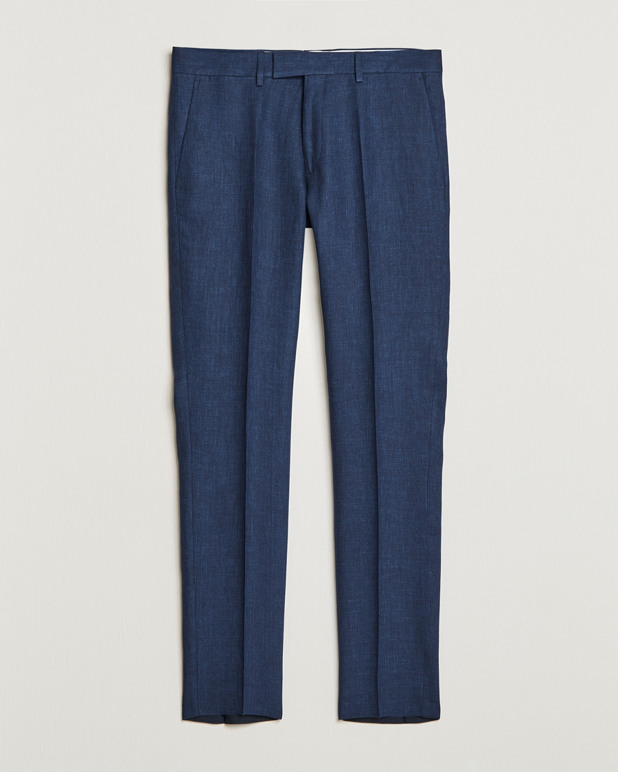 Herr | Byxor | J.Lindeberg | Grant Super Linen Trousers Blue Indigo