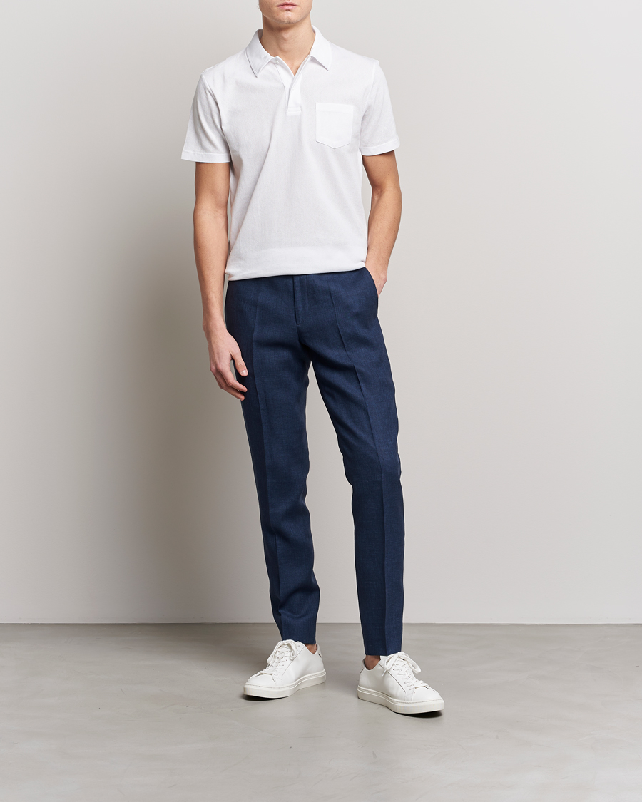 Herr | Byxor | J.Lindeberg | Grant Super Linen Trousers Blue Indigo