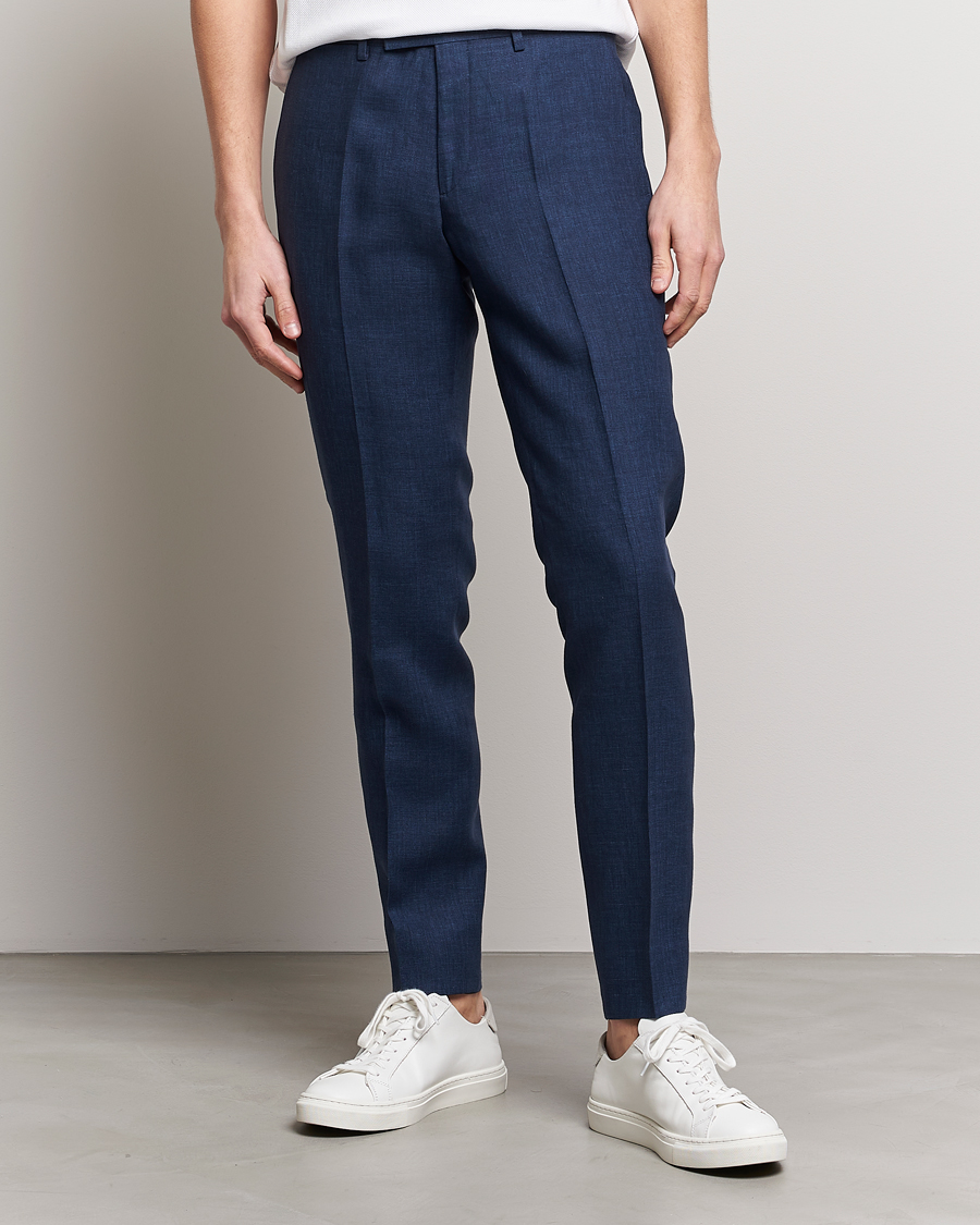 Herr | Byxor | J.Lindeberg | Grant Super Linen Trousers Blue Indigo