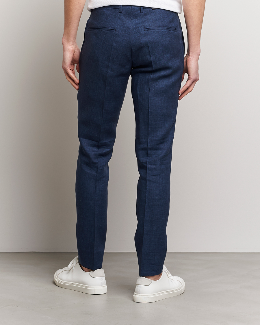 Herr | Byxor | J.Lindeberg | Grant Super Linen Trousers Blue Indigo