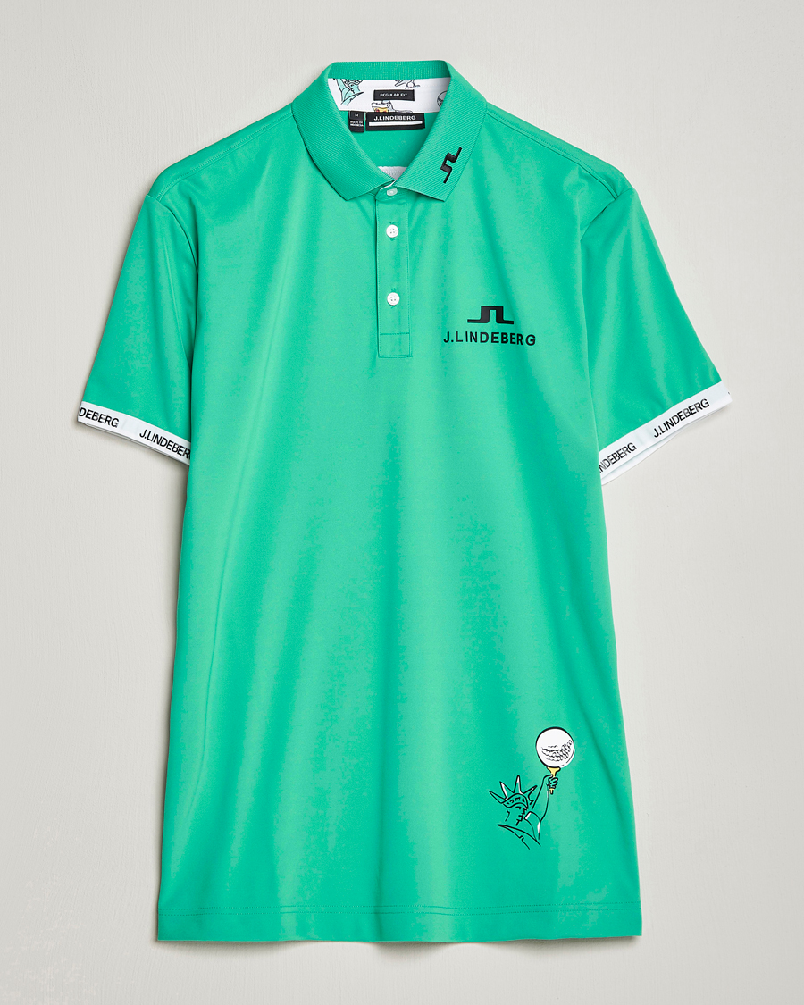 Herr | Pikéer | J.Lindeberg | KV PGA Printed Jersey Polo Blarney Green