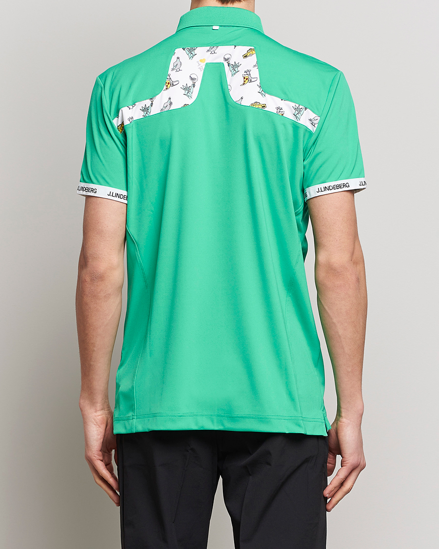 Herr | Pikéer | J.Lindeberg | KV PGA Printed Jersey Polo Blarney Green