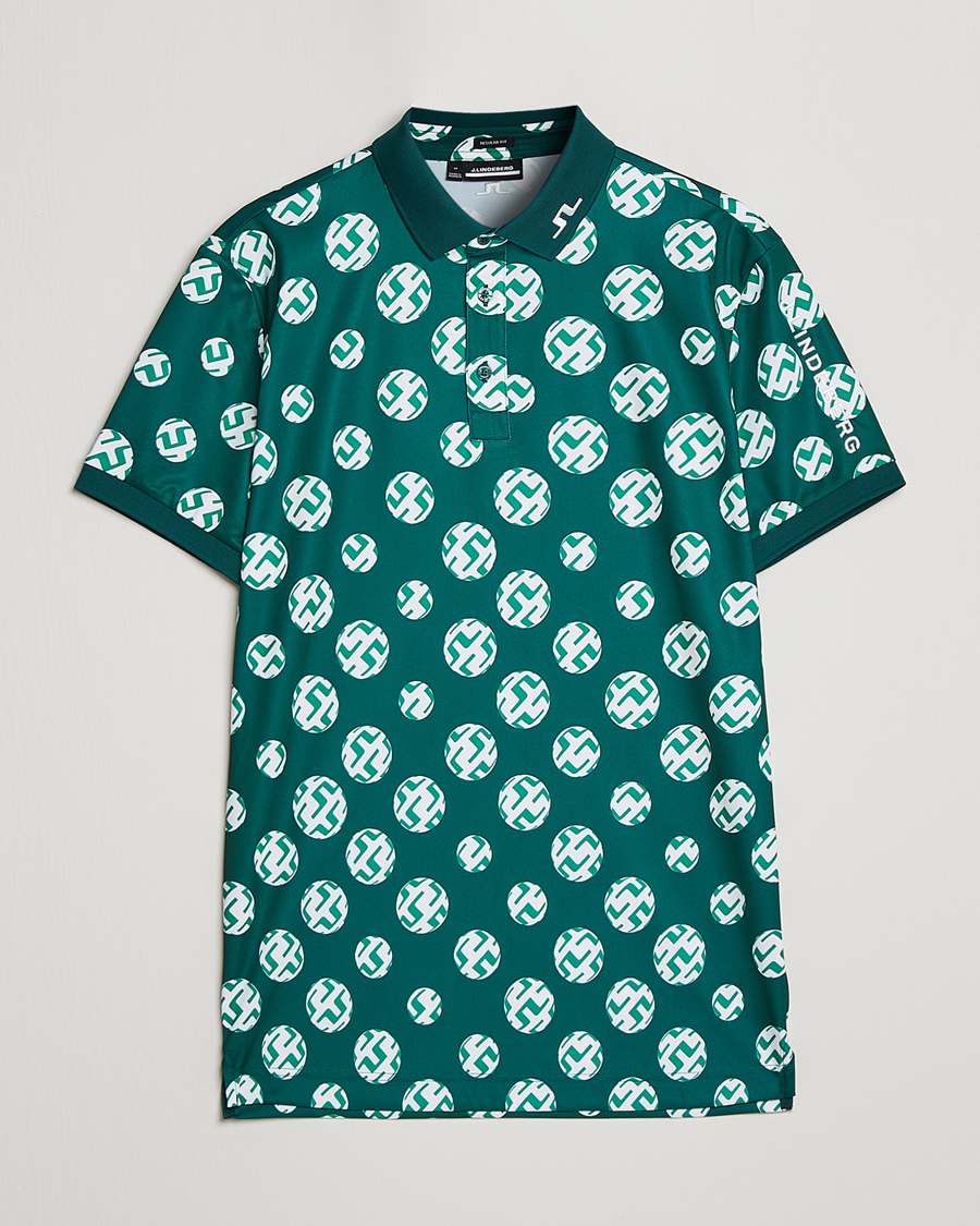 Herr | Pikéer | J.Lindeberg | Tour Tech Regular Fit Printed Polo Rain Forest