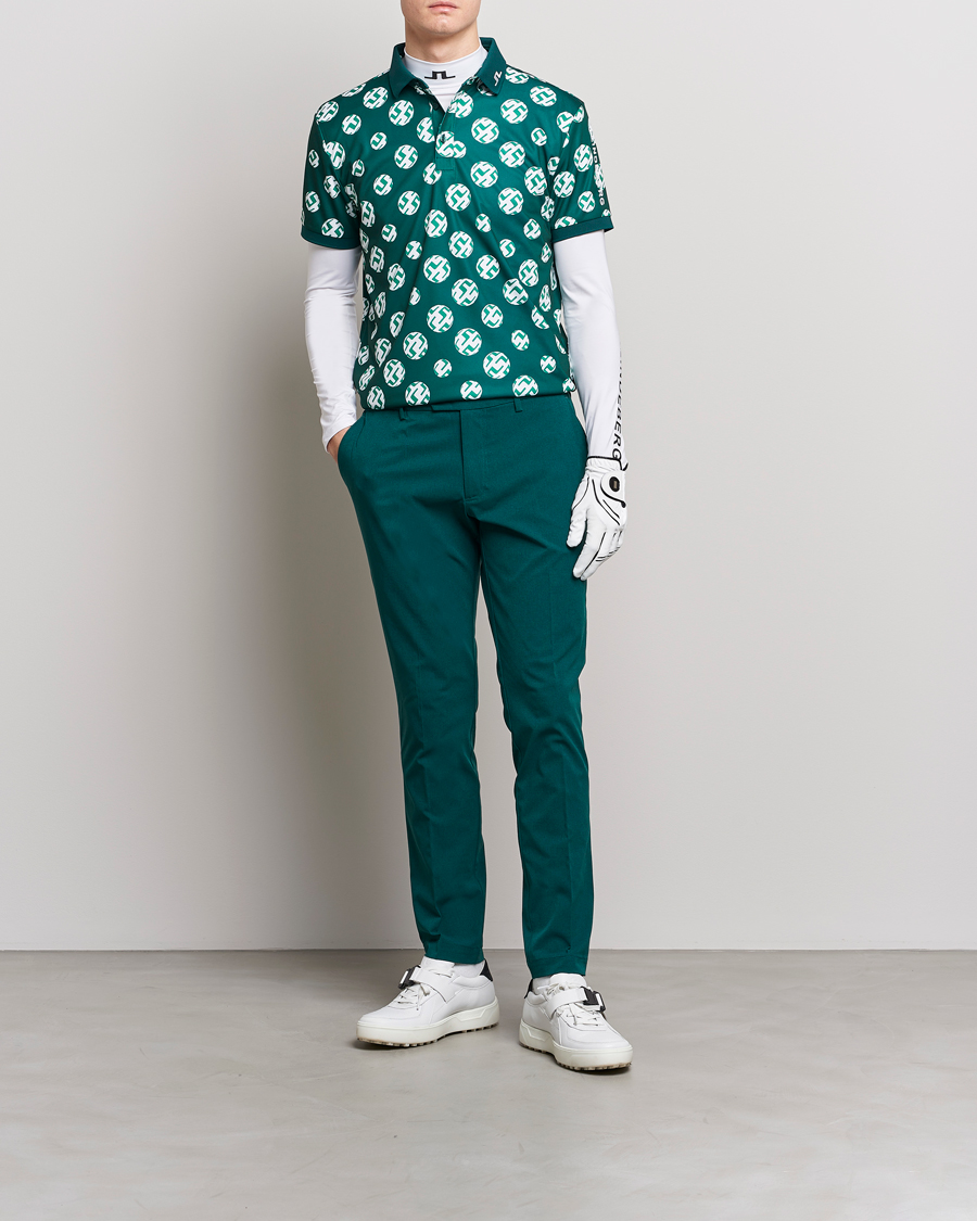 Herr | Pikéer | J.Lindeberg | Tour Tech Regular Fit Printed Polo Rain Forest