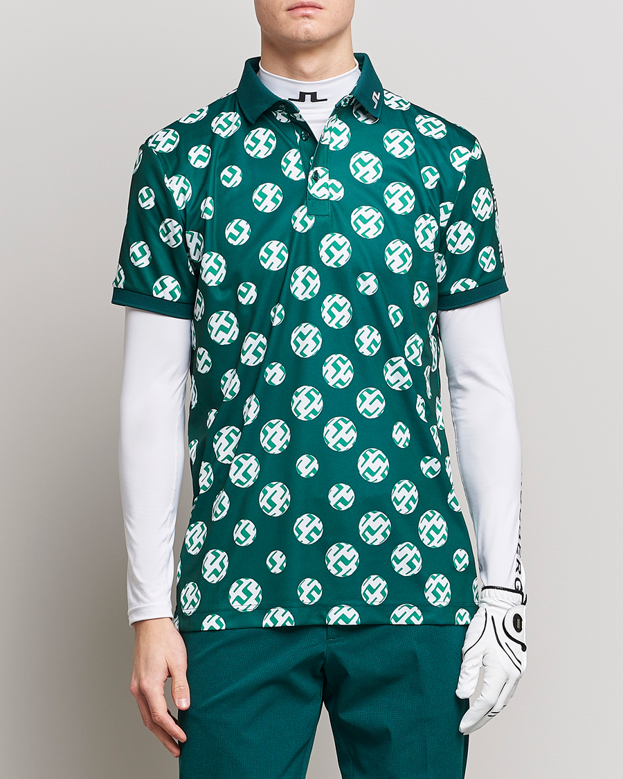 Herr | Pikéer | J.Lindeberg | Tour Tech Regular Fit Printed Polo Rain Forest