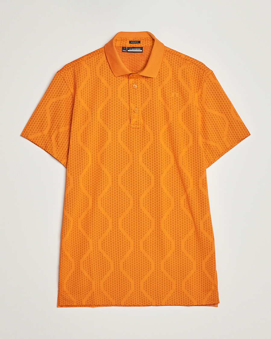 Herr | Pikéer | J.Lindeberg | Mat Jacquard Regular Fit Polo Russet Orange