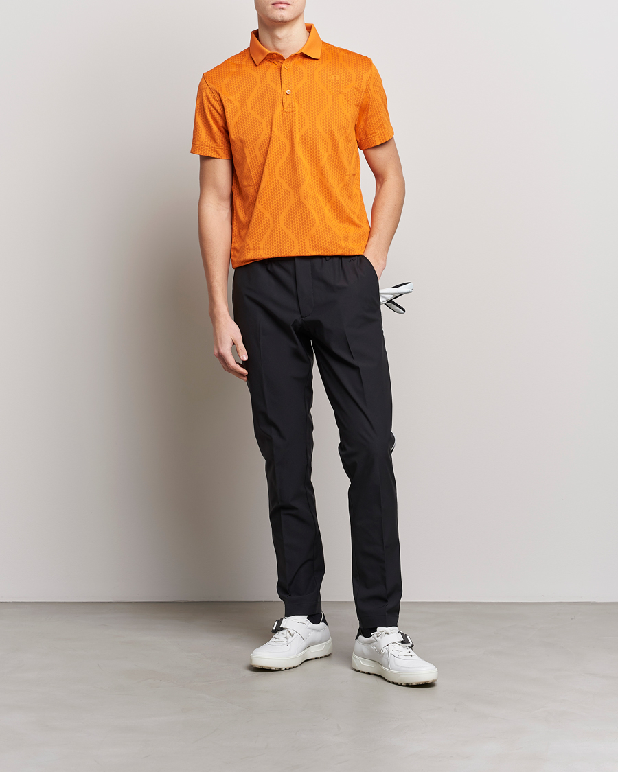 Herr | Pikéer | J.Lindeberg | Mat Jacquard Regular Fit Polo Russet Orange