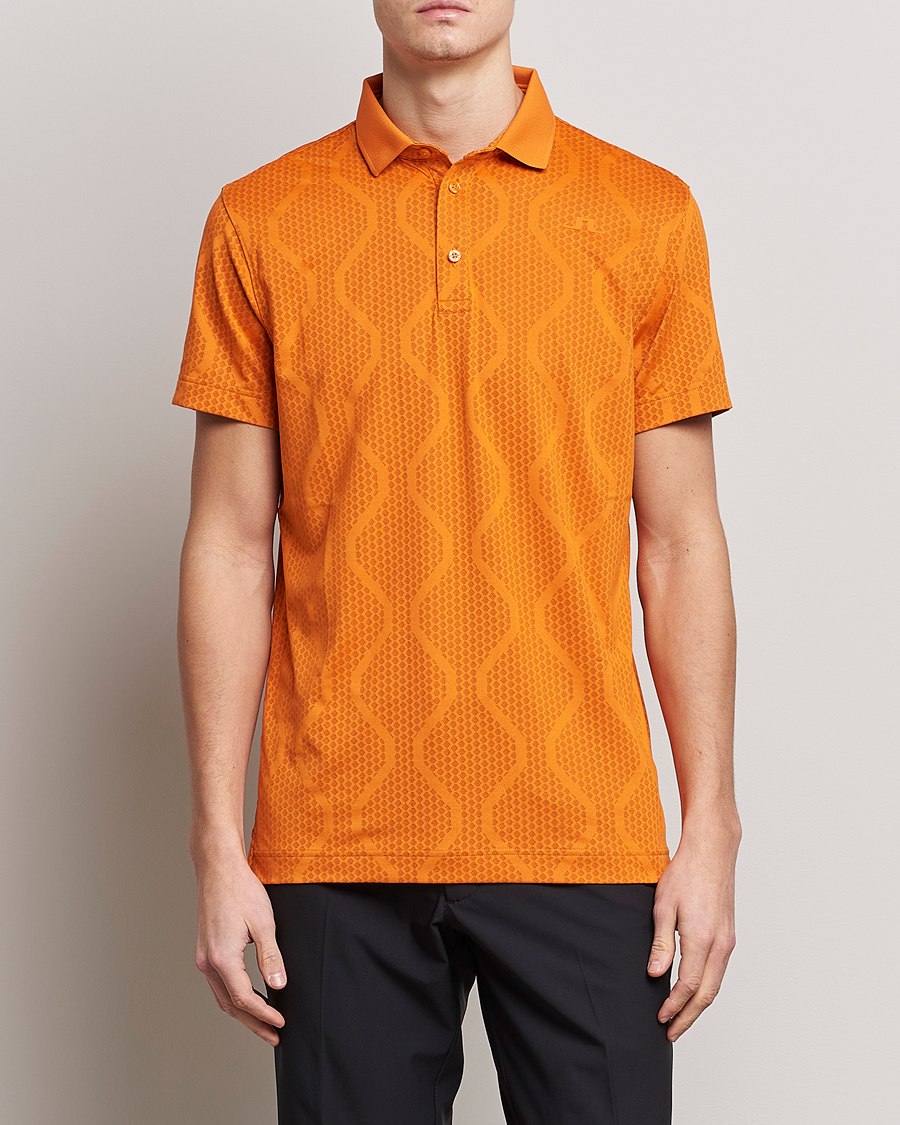 Herr | Pikéer | J.Lindeberg | Mat Jacquard Regular Fit Polo Russet Orange