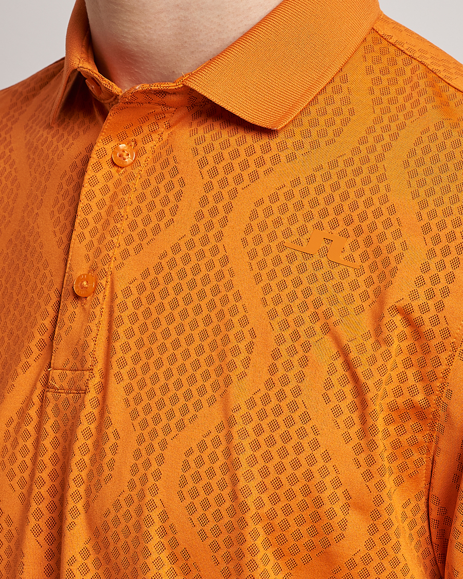 Herr | Pikéer | J.Lindeberg | Mat Jacquard Regular Fit Polo Russet Orange