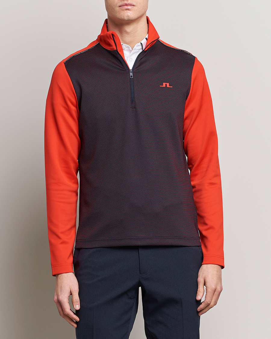 Herr | Tröjor | J.Lindeberg | Terry Mid Layer Half Zip Fiery Red