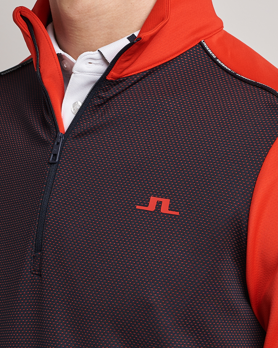 Herr | Tröjor | J.Lindeberg | Terry Mid Layer Half Zip Fiery Red