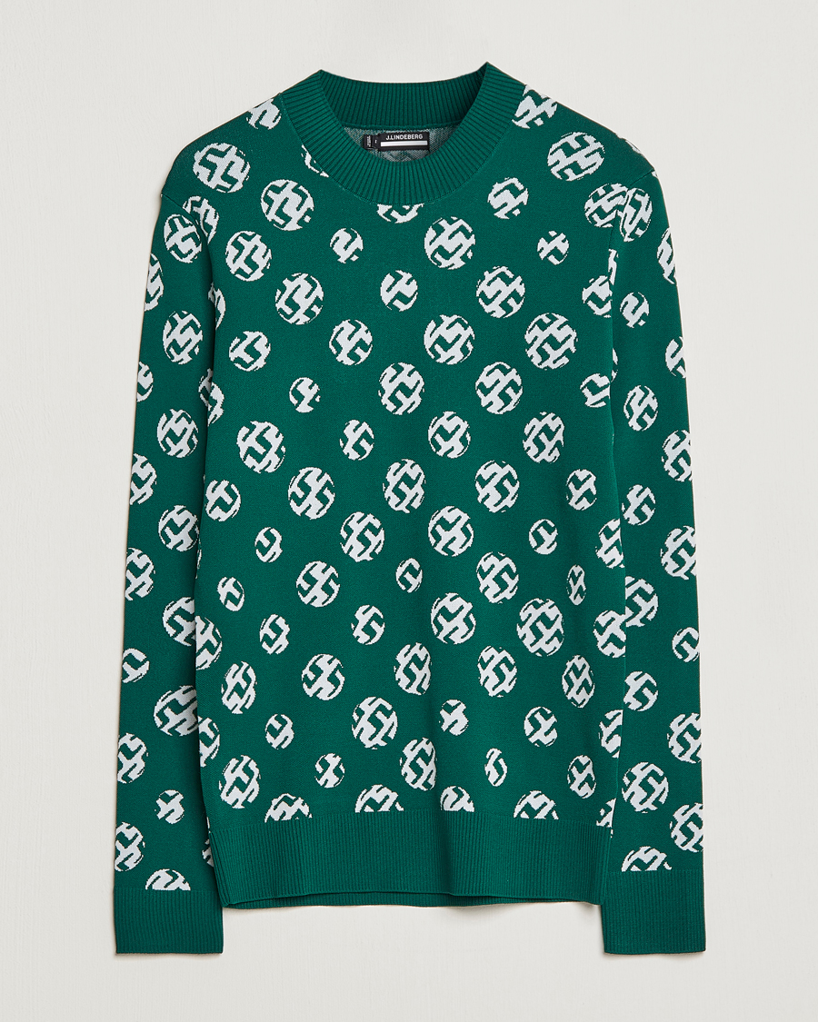 Herr | Tröjor | J.Lindeberg | Gus Jaccquard Knitted Sweater Rain Forest
