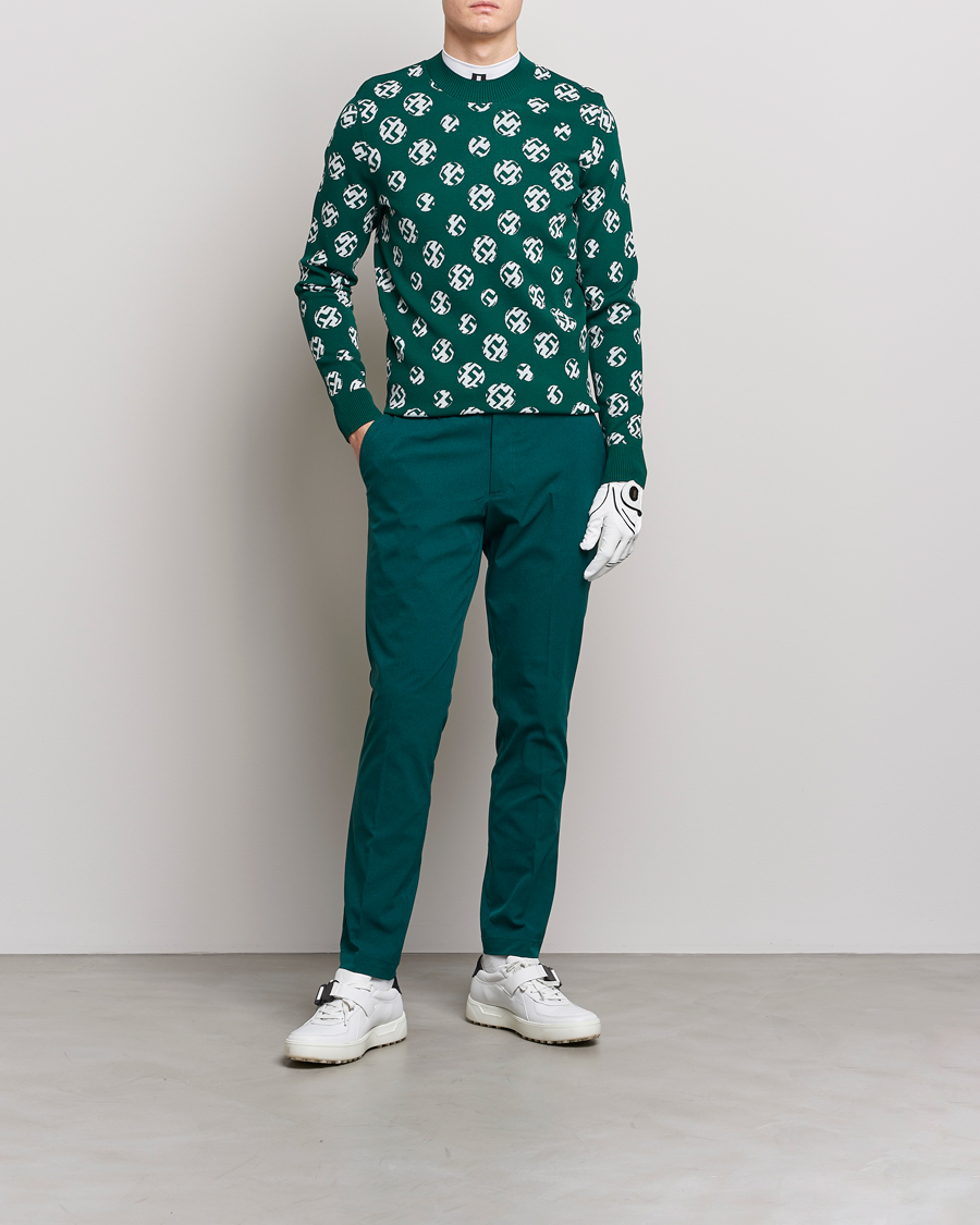 Herr | Tröjor | J.Lindeberg | Gus Jaccquard Knitted Sweater Rain Forest