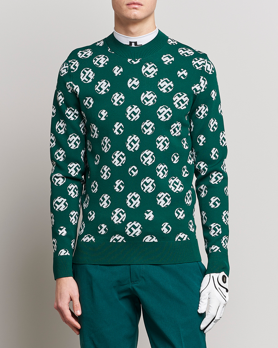 Herr | Tröjor | J.Lindeberg | Gus Jaccquard Knitted Sweater Rain Forest