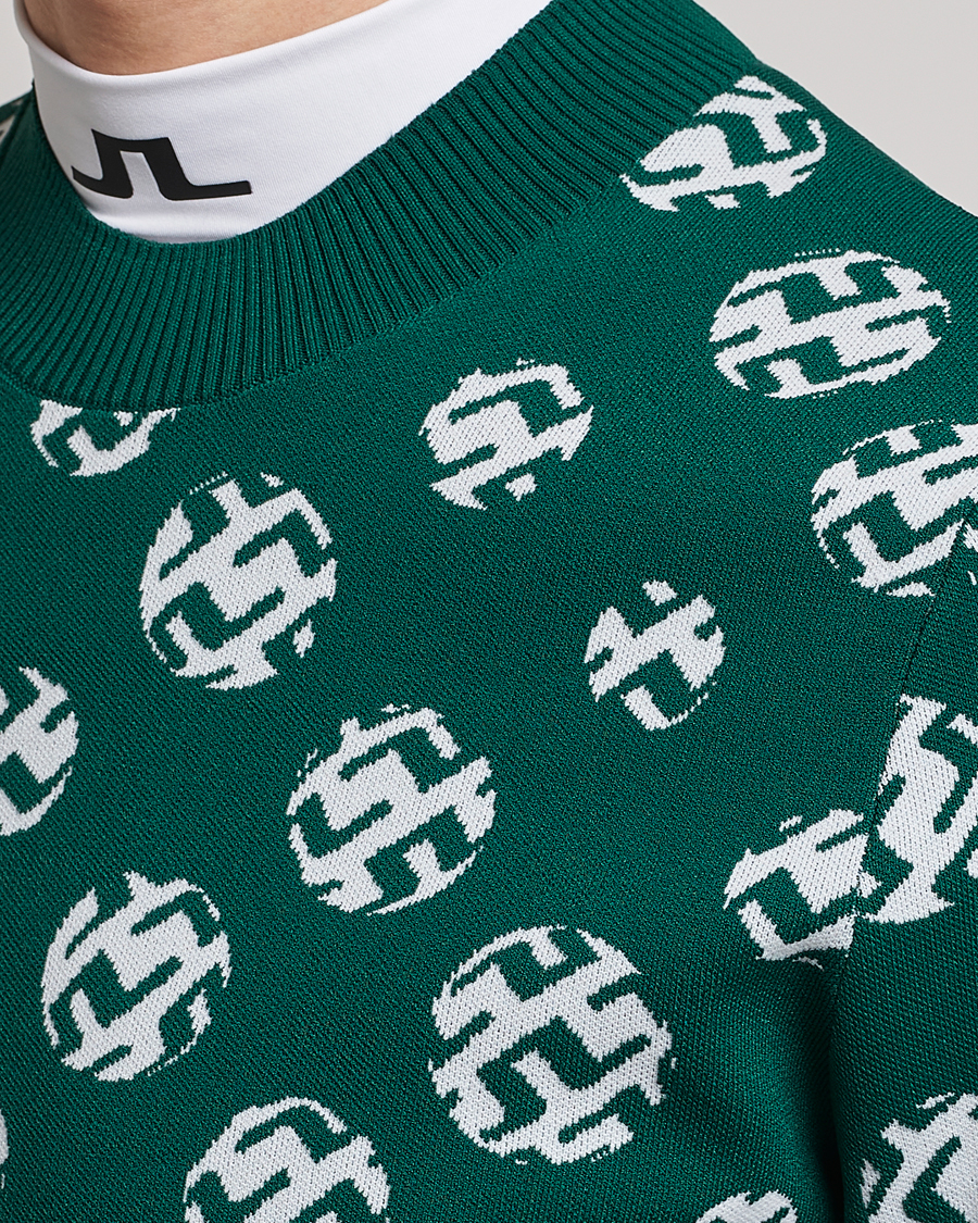 Herr | Tröjor | J.Lindeberg | Gus Jaccquard Knitted Sweater Rain Forest