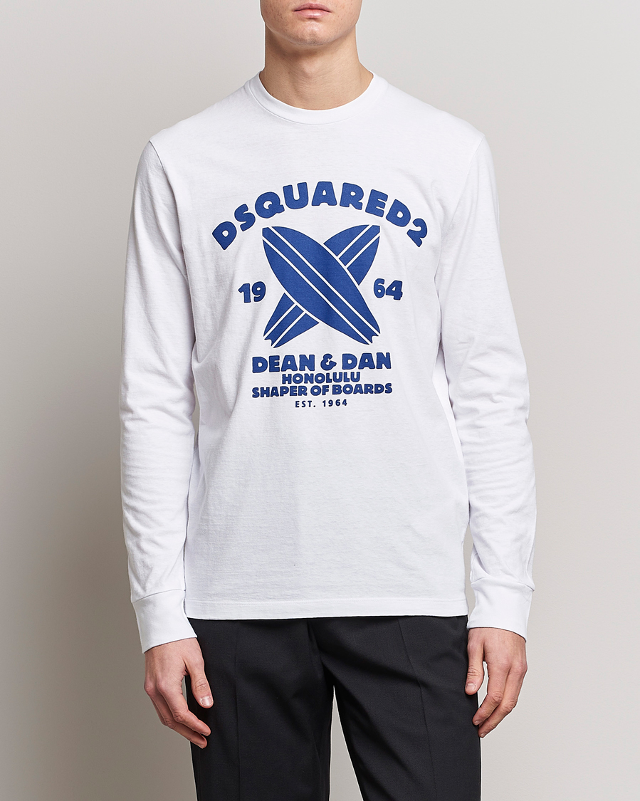 Herr | T-Shirts | Dsquared2 | Long Sleeve Surf Tee White