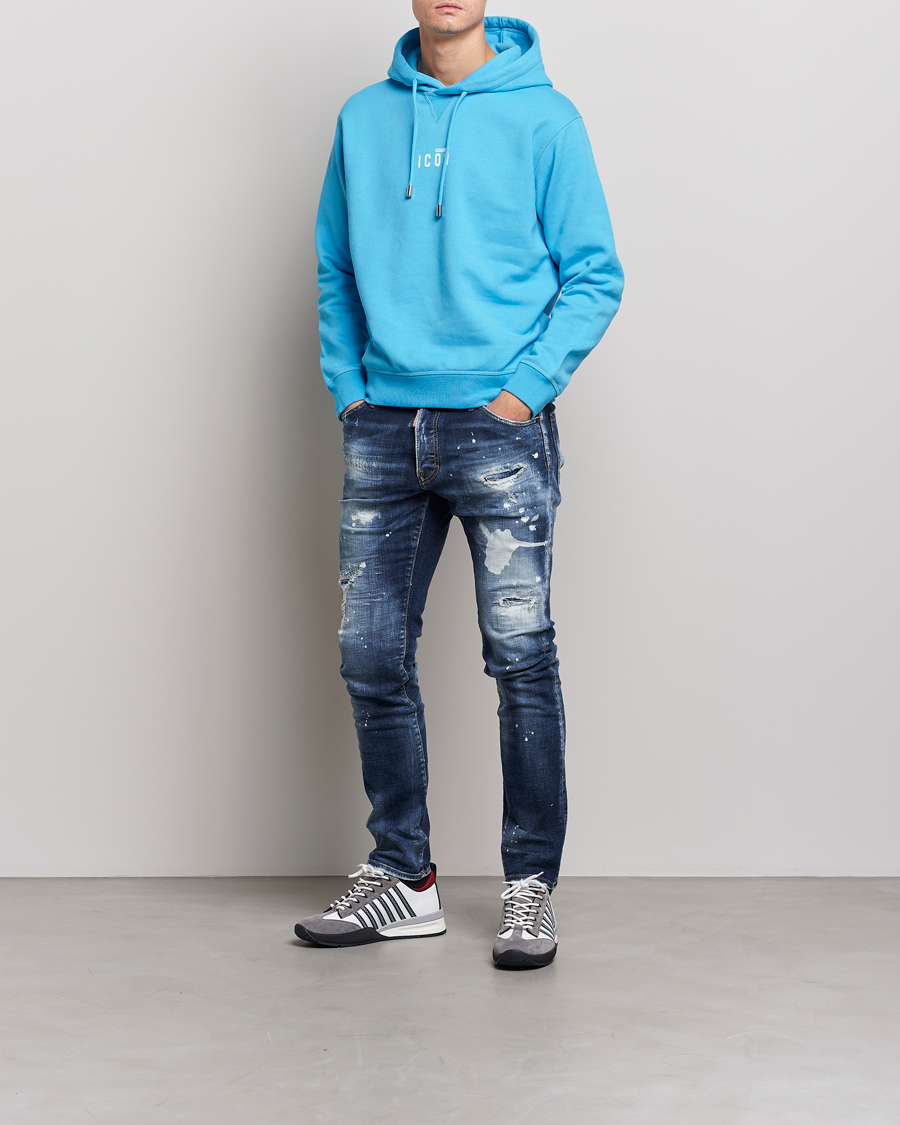 Herr | Tröjor | Dsquared2 | Icon small Logo Hoodie Blue Miami