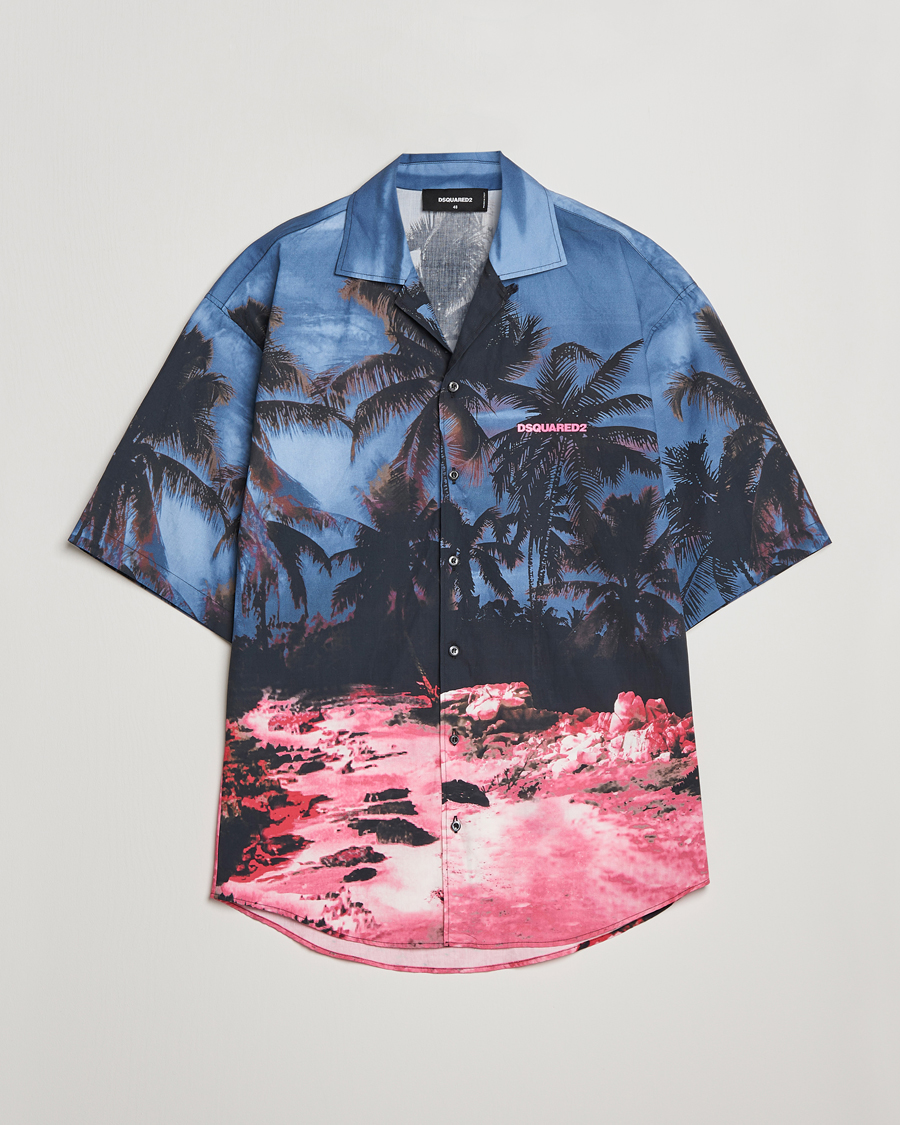 Herr | Skjortor | Dsquared2 | Palm Tree Bowling Shirt Purple