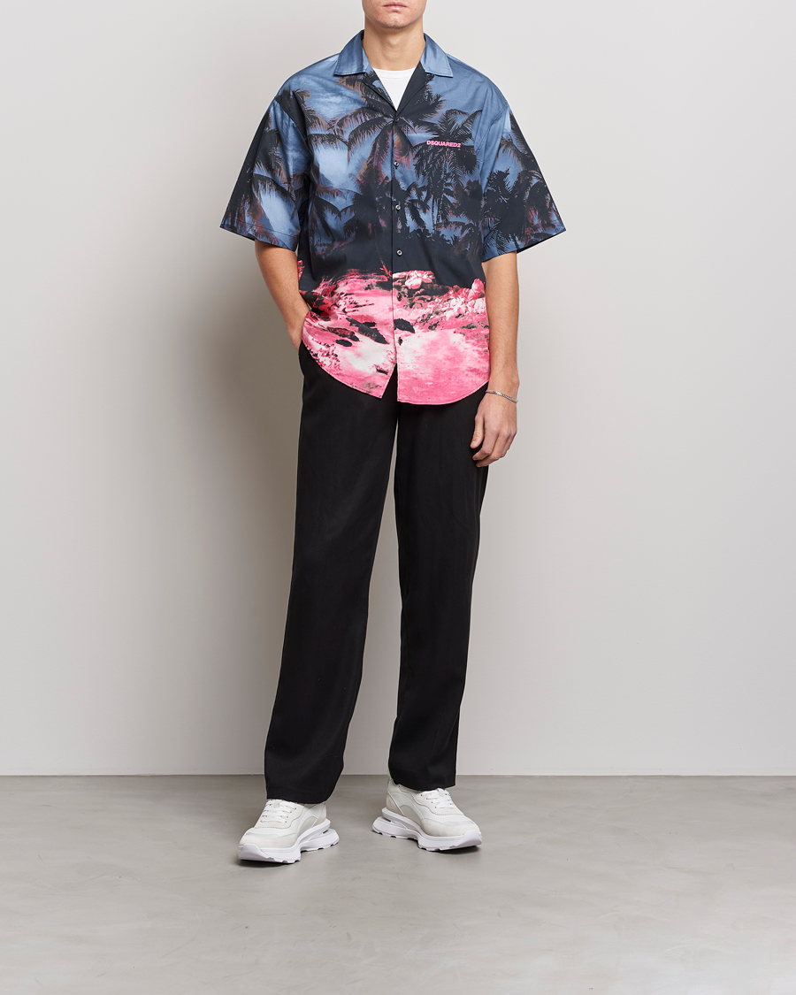 Herr | Skjortor | Dsquared2 | Palm Tree Bowling Shirt Purple