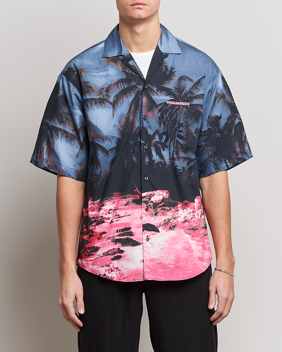 Herr | Skjortor | Dsquared2 | Palm Tree Bowling Shirt Purple