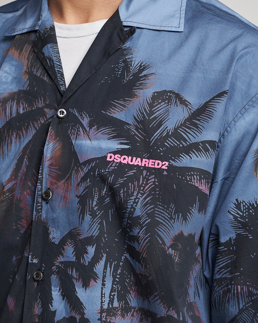 Herr | Skjortor | Dsquared2 | Palm Tree Bowling Shirt Purple