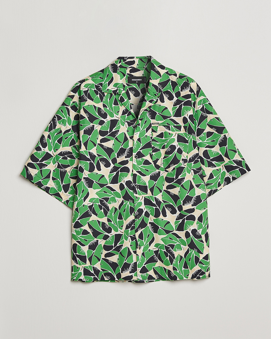 Herr | Skjortor | Dsquared2 | Printed Bowling Shirt Beige/Green