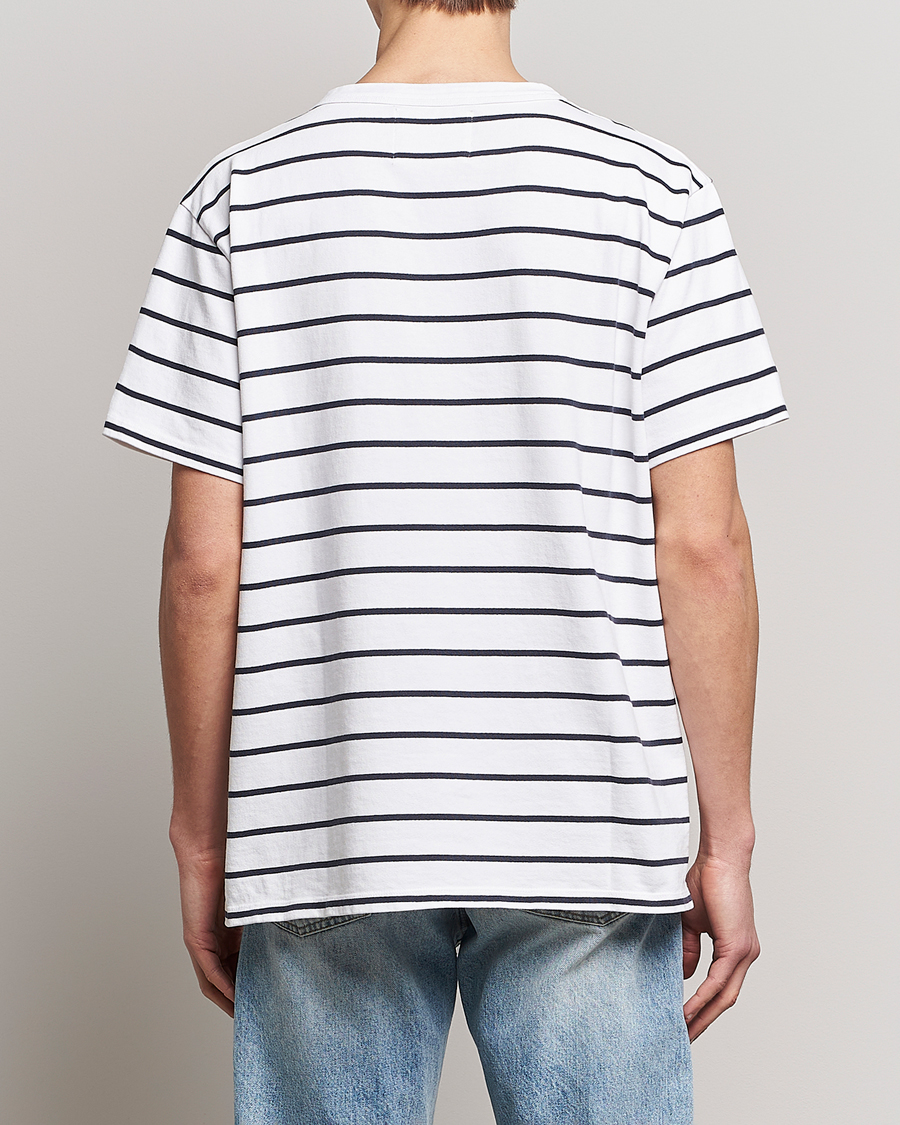 Herr | T-Shirts | Jeanerica | Hervé Striped Heacy Crew Neck T-Shirt White/Navy
