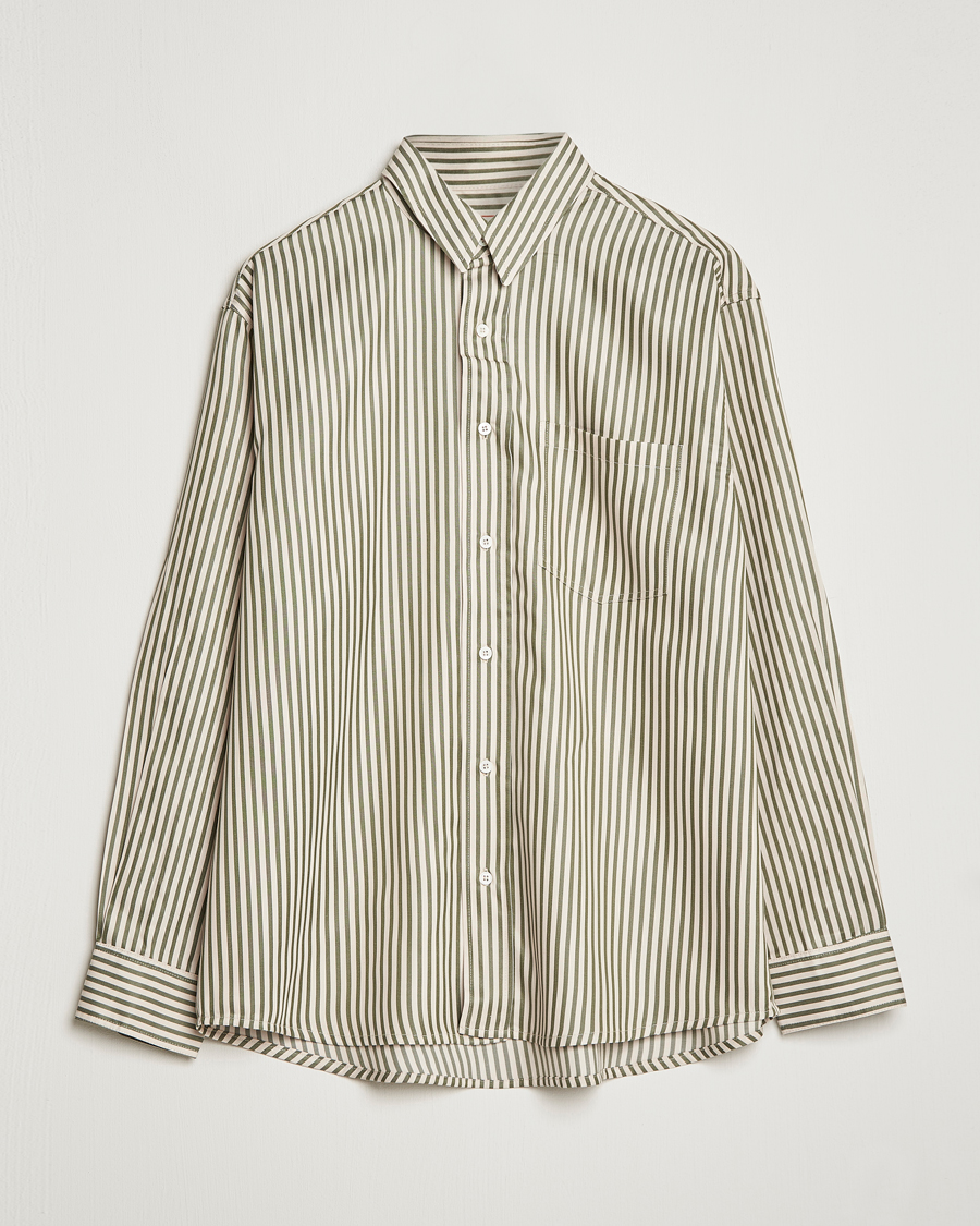 Herr | Skjortor | Jeanerica | Come Tencel Striped Shirt Green/White