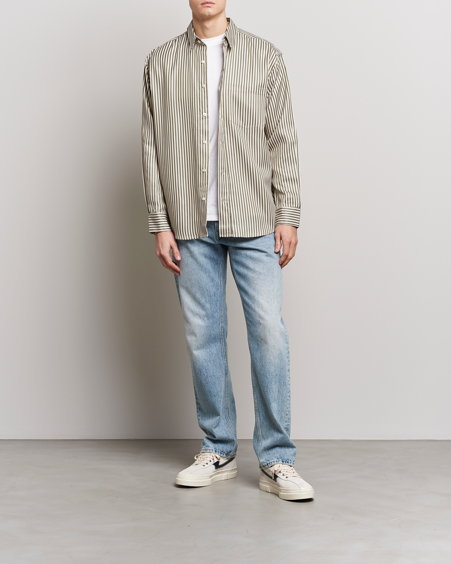 Herr | Skjortor | Jeanerica | Come Tencel Striped Shirt Green/White