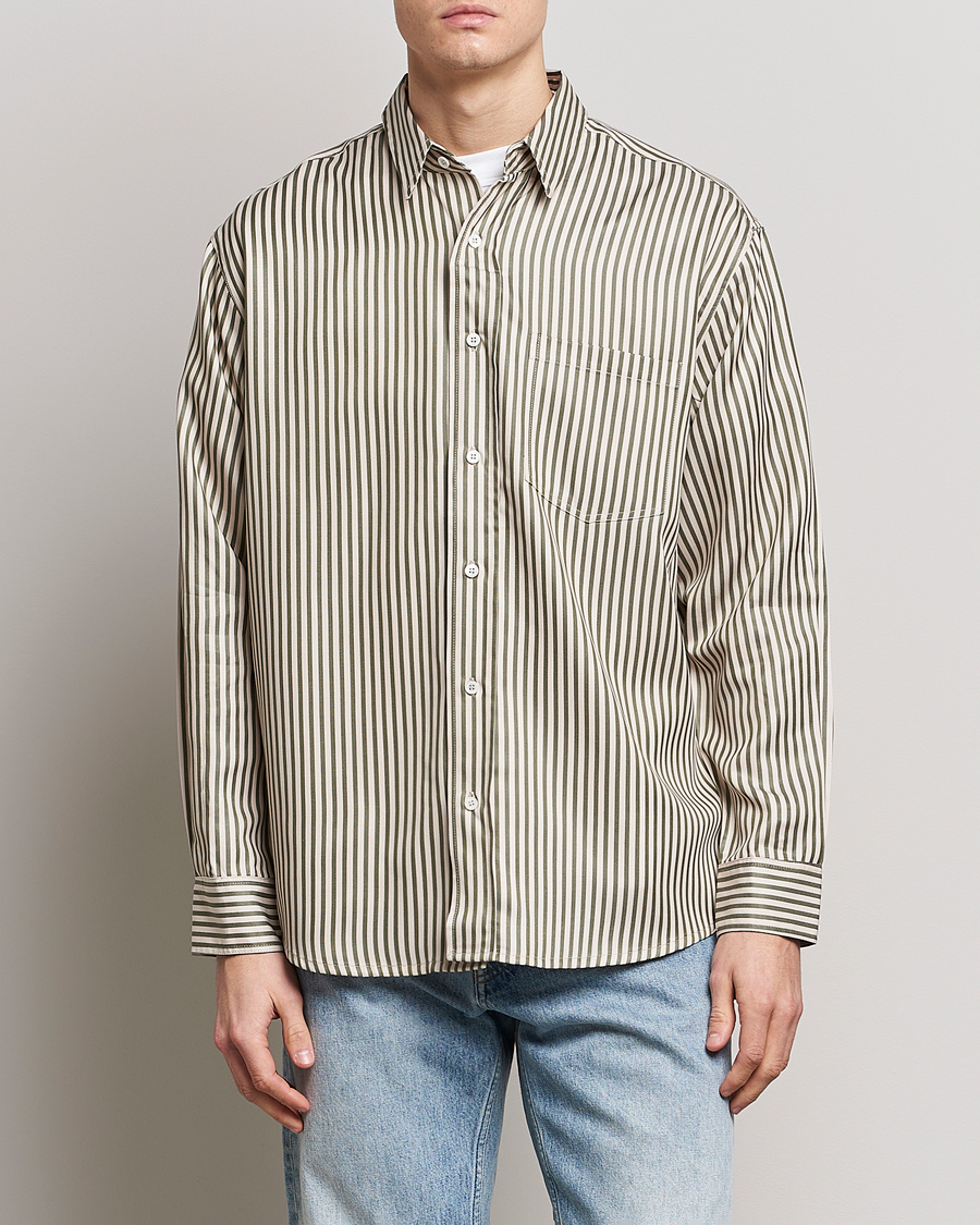 Herr | Skjortor | Jeanerica | Come Tencel Striped Shirt Green/White