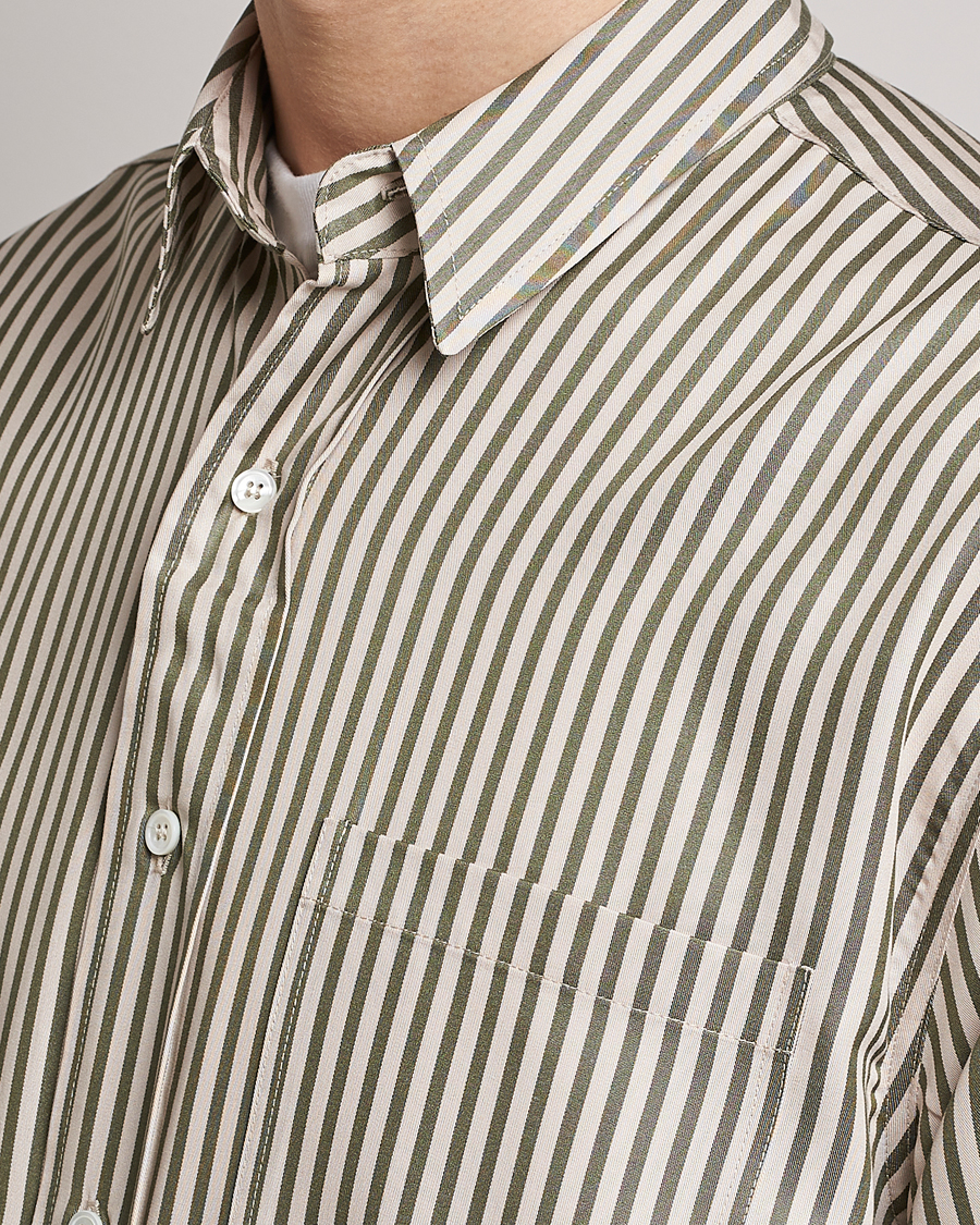 Herr | Skjortor | Jeanerica | Come Tencel Striped Shirt Green/White