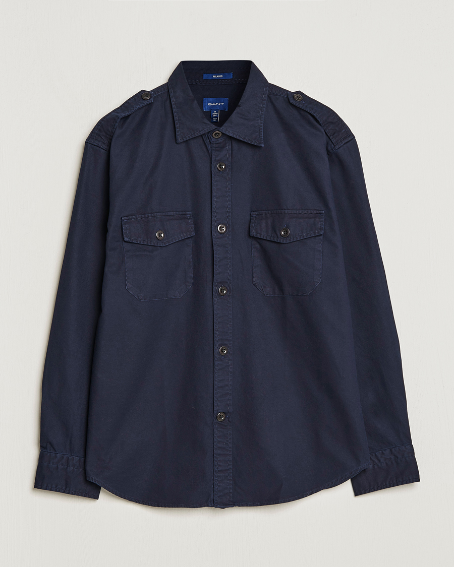 Herr | Skjortor | GANT | Solid Twill Overshirt Evening Blue